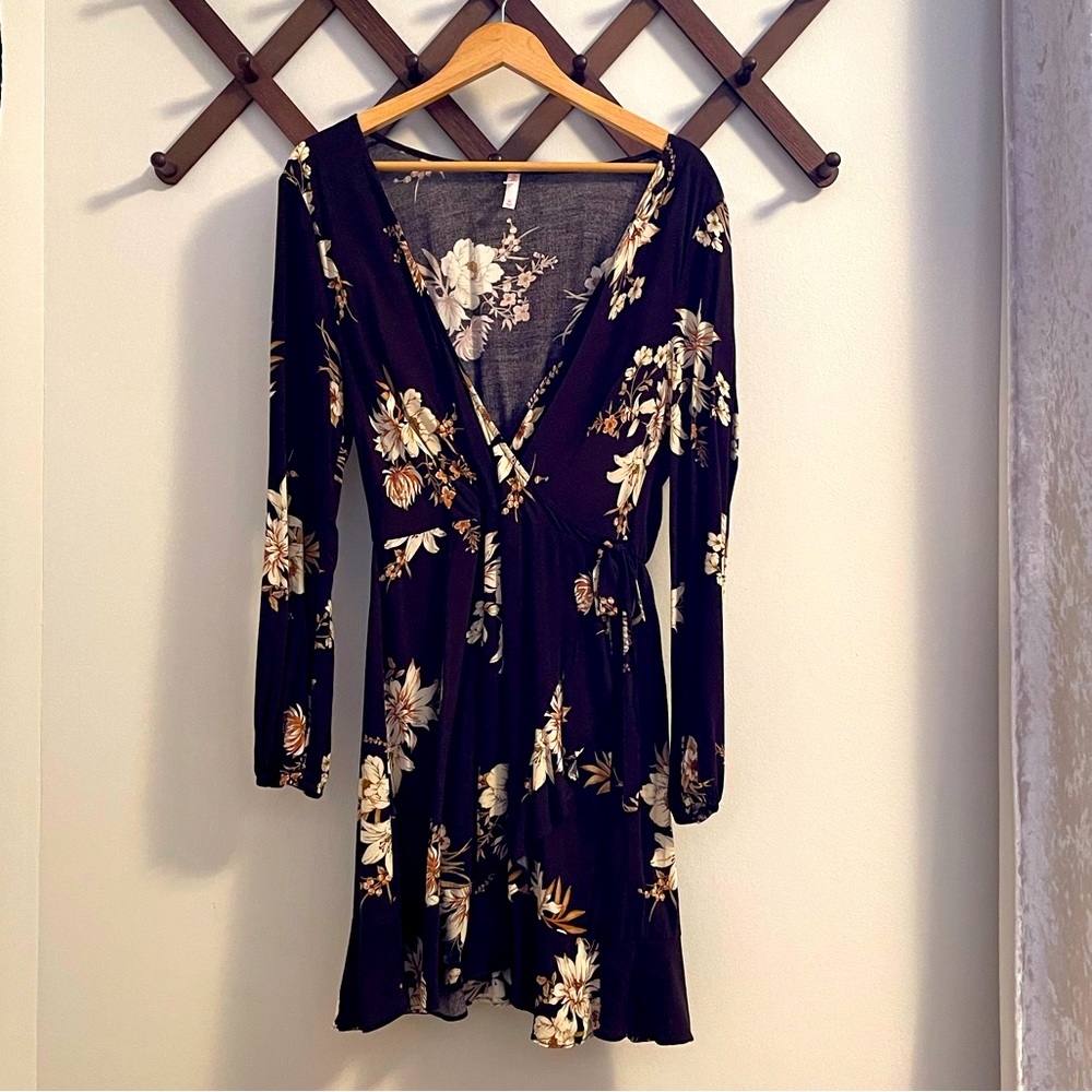 Xhilaration Faux Wrap Print Dress